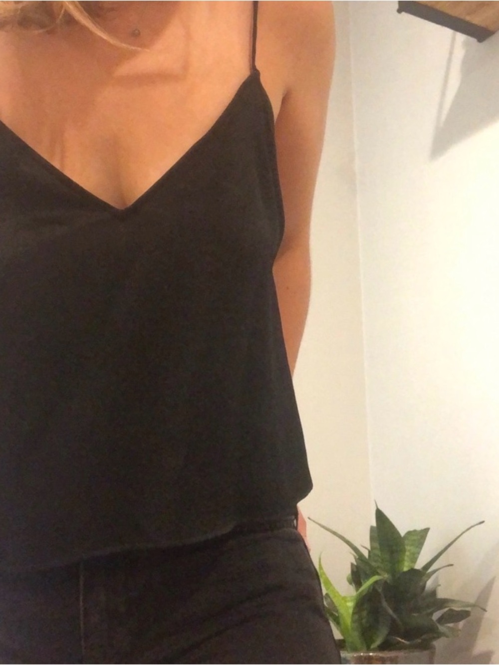 Black silky tank